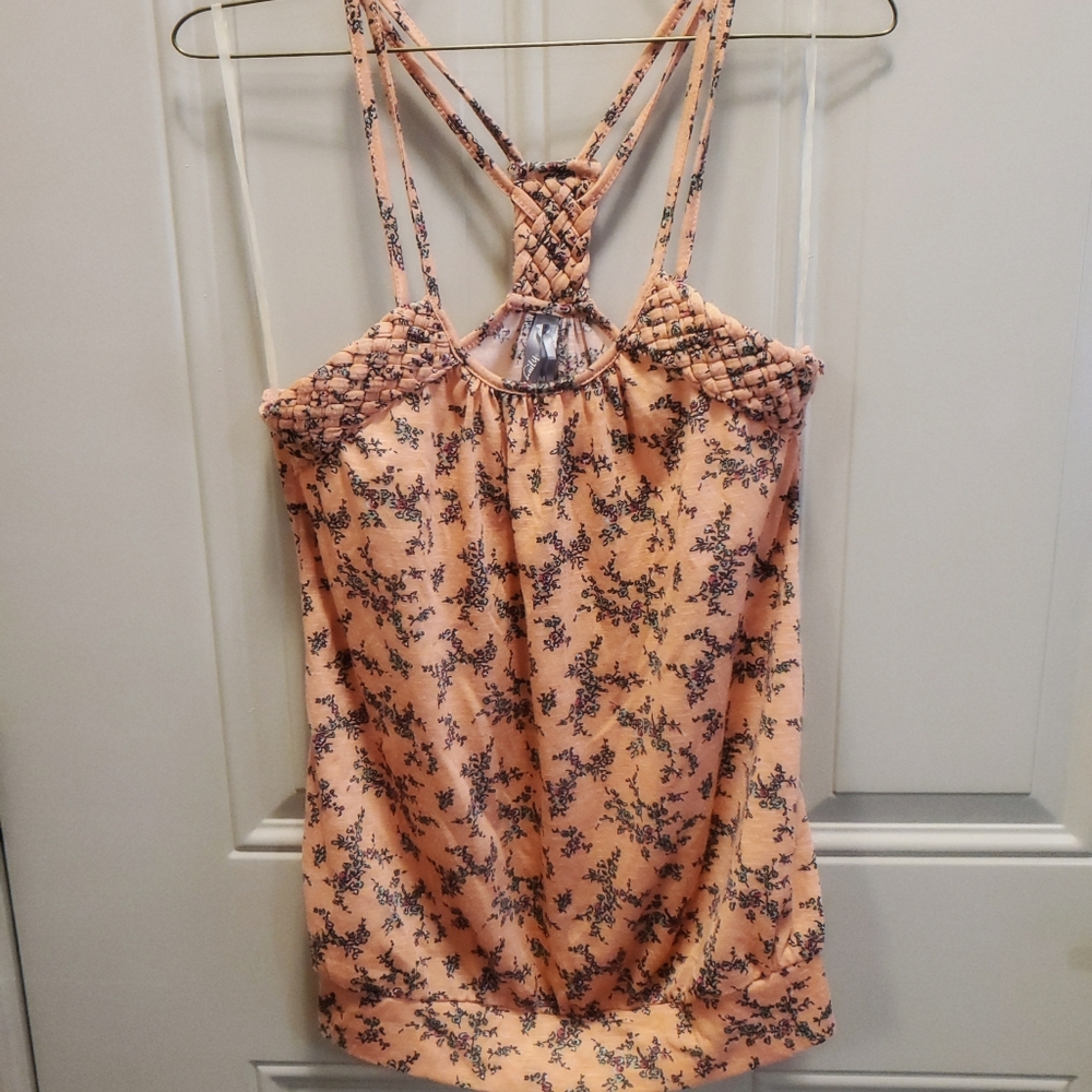 Peach Floral Strappy Tank